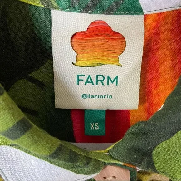 Farm Rio White Cocoa Forest Green Jumpsuit Short Sleeves Size XS - Picture 8 of 9